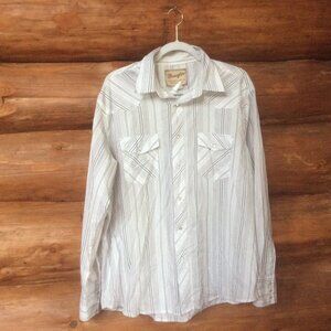 Wrangler Western Festival Cowgirl Pearl Snap Metallic Striped Shirt Size XL*